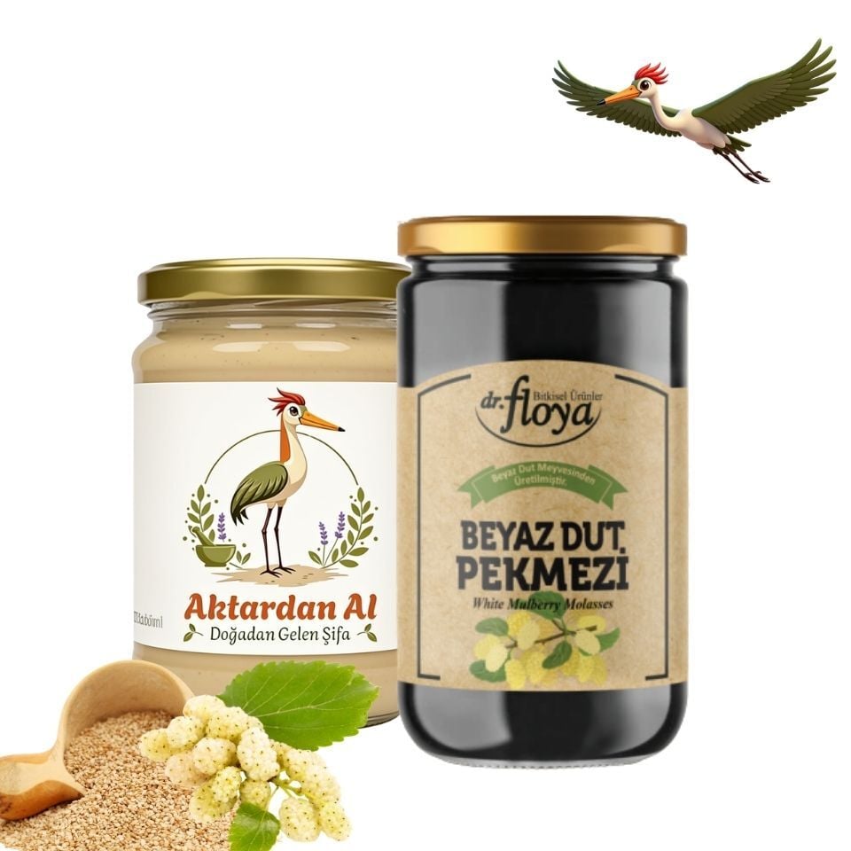 Taze Çekim Tahin 500 Gr & Dr. Floya Beyaz Dut Pekmezi 800 Gr Set
