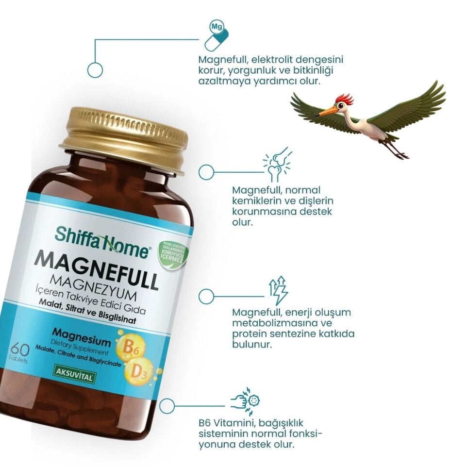 Shiffa Home Magnefull Magnezyum Sitrat Bisglisinat Malat 60 Tablet